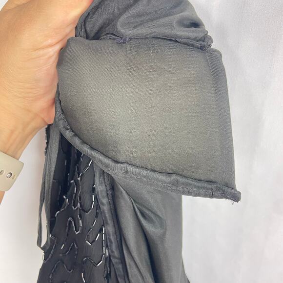 Vintage Beaded Cocktail Dress Size 2X Black Gold‎ Sequins B2 & US by Marx & John - Picture 5 of 15